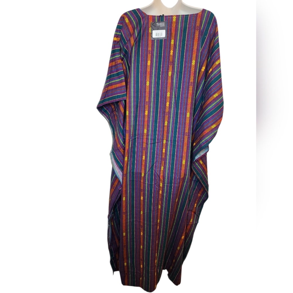 Handmade Multicolor Caftan Mumu Dress | Sustainable Repurposed | One Size NWT - Picture 2 of 4